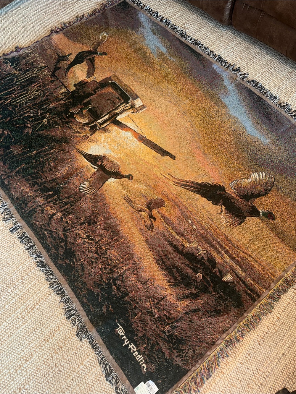Harvest Terry Redlin Evening Sunrise Woven Tapestry Throw - NWT